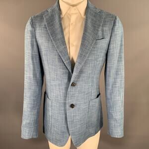 MAURIZIO BALDASSARI Chest Size 40  Blue Heather Cashmere / Cotton Sport Coat